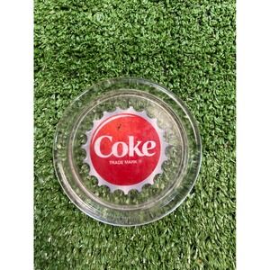 Vintage Coca Cola Coke‎ Glass Ashtray Bottle Cap Logo